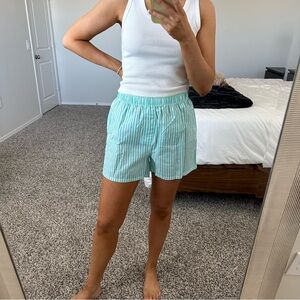 Blue striped boxer shorts